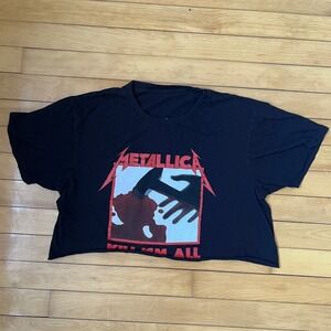 Metallica Kill 'Em All Black Graphic Cropped Band T-Shirt Large 2018 Licensed